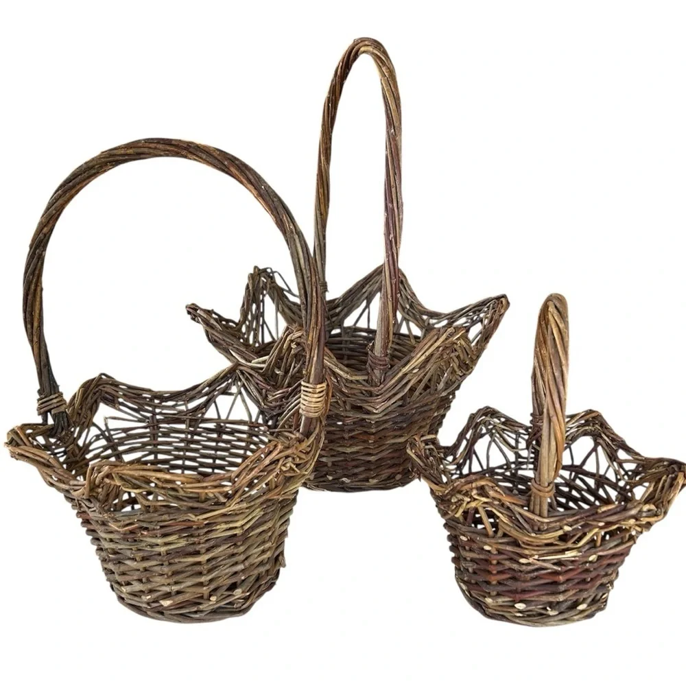 Vintage Set of Three Wicker Stacking Baskets